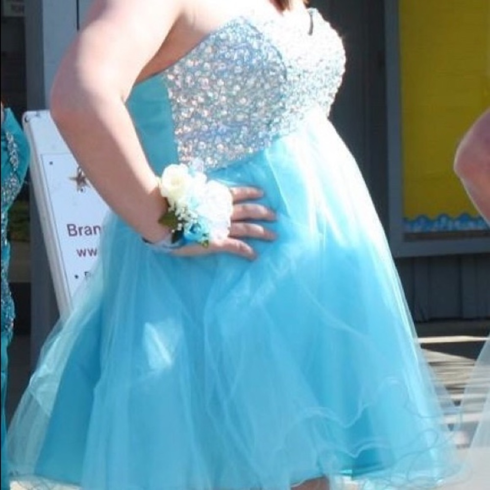 Tiffany Blue Strapless Sequin Prom/ Formal Dress